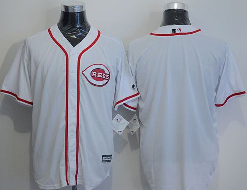 Reds Blank White New Cool Base Stitched MLB Jersey - Click Image to Close